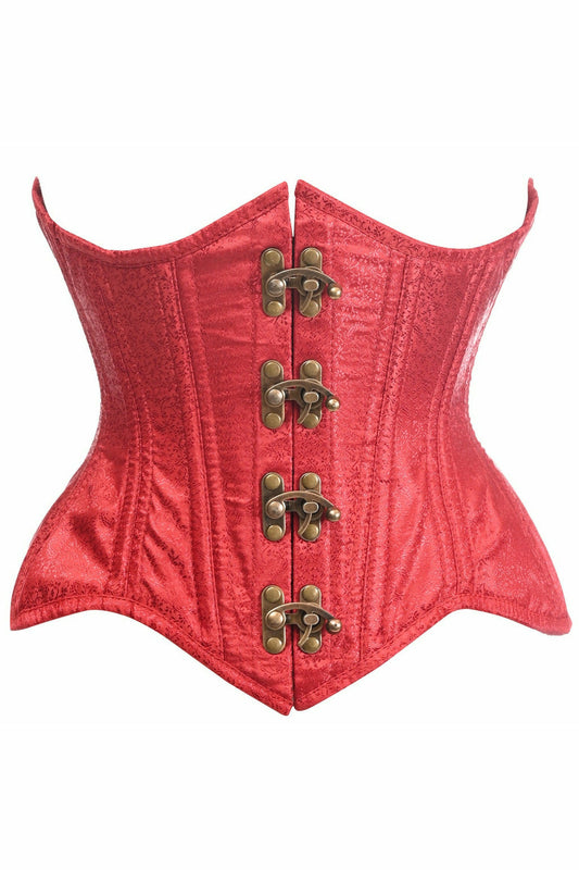 Daisy Corsets Top Drawer Double Steel Boned Wine Brocade Curvy Underbust Corset