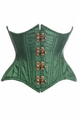 Top Drawer Double Steel Boned Green Brocade Curvy Underbust Corset - Flyclothing LLC