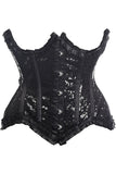 Daisy Corsets Top Drawer Black Satin & Sequin Underwire Curvy Cut Steel Boned Waist Cincher Corset