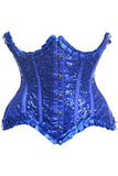 Daisy Corsets Top Drawer Blue Satin & Sequin Underwire Curvy Cut Steel Boned Waist Cincher Corset - Flyclothing LLC