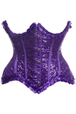 Daisy Corsets Top Drawer Purple Satin & Sequin Underwire Curvy Cut Steel Boned Waist Cincher Corset