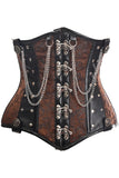 Daisy Corsets Top Drawer Brown/Black Steel Boned Underbust Corset w/Chains and Clasps