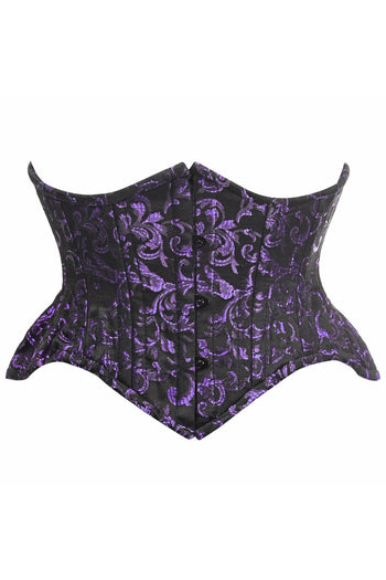 Black/Purple Brocade Corset Belt Cincher
