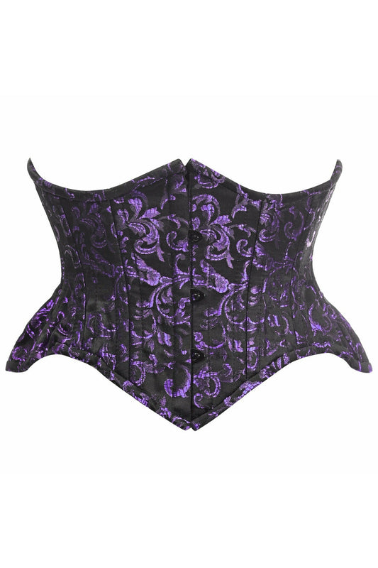 Daisy Corsets Top Drawer Black/Purple Brocade Double Steel Boned Mini Cincher Corset