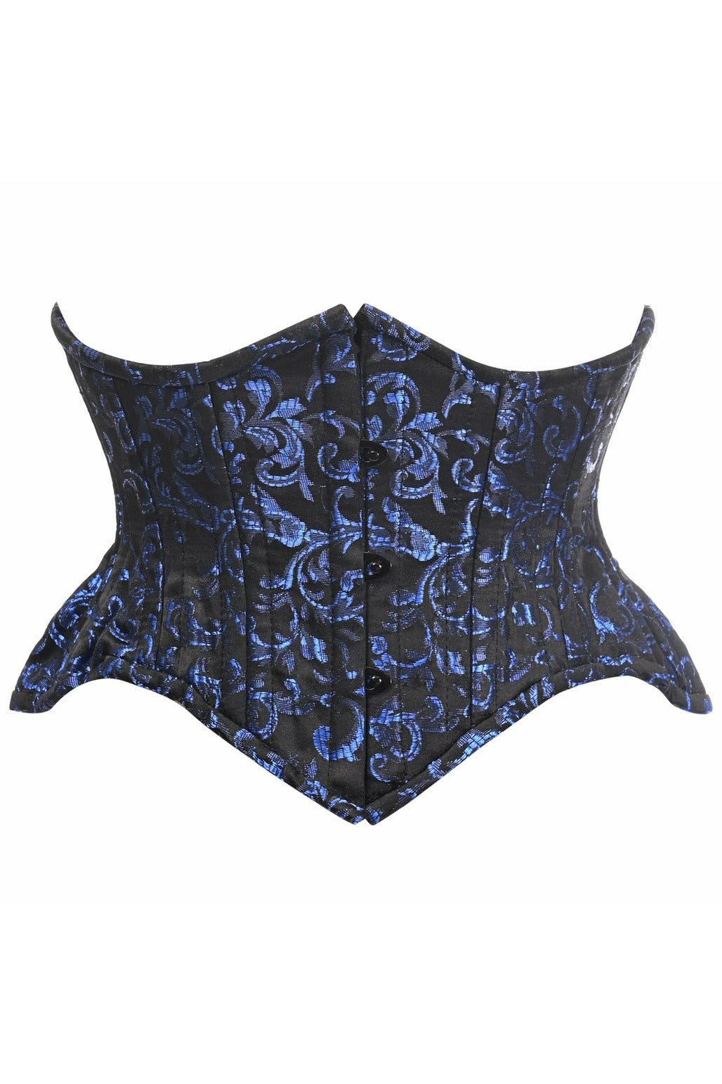 Daisy Corsets Top Drawer Black/Blue Brocade Double Steel Boned Mini Cincher Corset