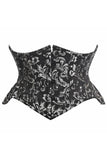 Daisy Corsets Top Drawer Black/Silver Brocade Double Steel Boned Mini Cincher Corset