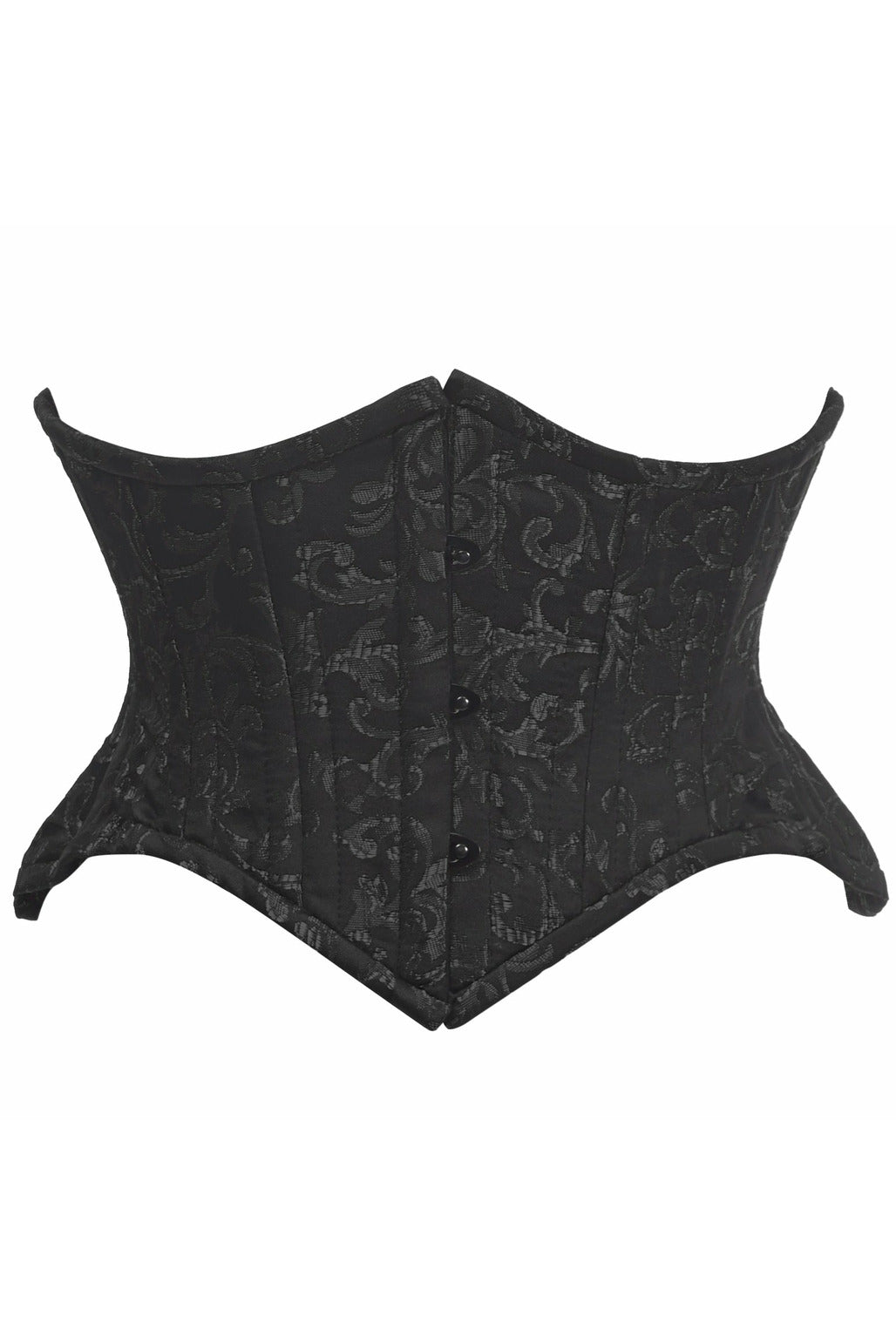 Daisy Corsets Top Drawer Black/Black Brocade Double Steel Boned Mini Cincher Corset