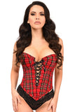 Daisy Corsets Top Drawer Red Plaid Steel Boned Lace-Up Bustier