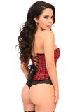 Daisy Corsets Top Drawer Red Plaid Steel Boned Lace-Up Bustier - Flyclothing LLC