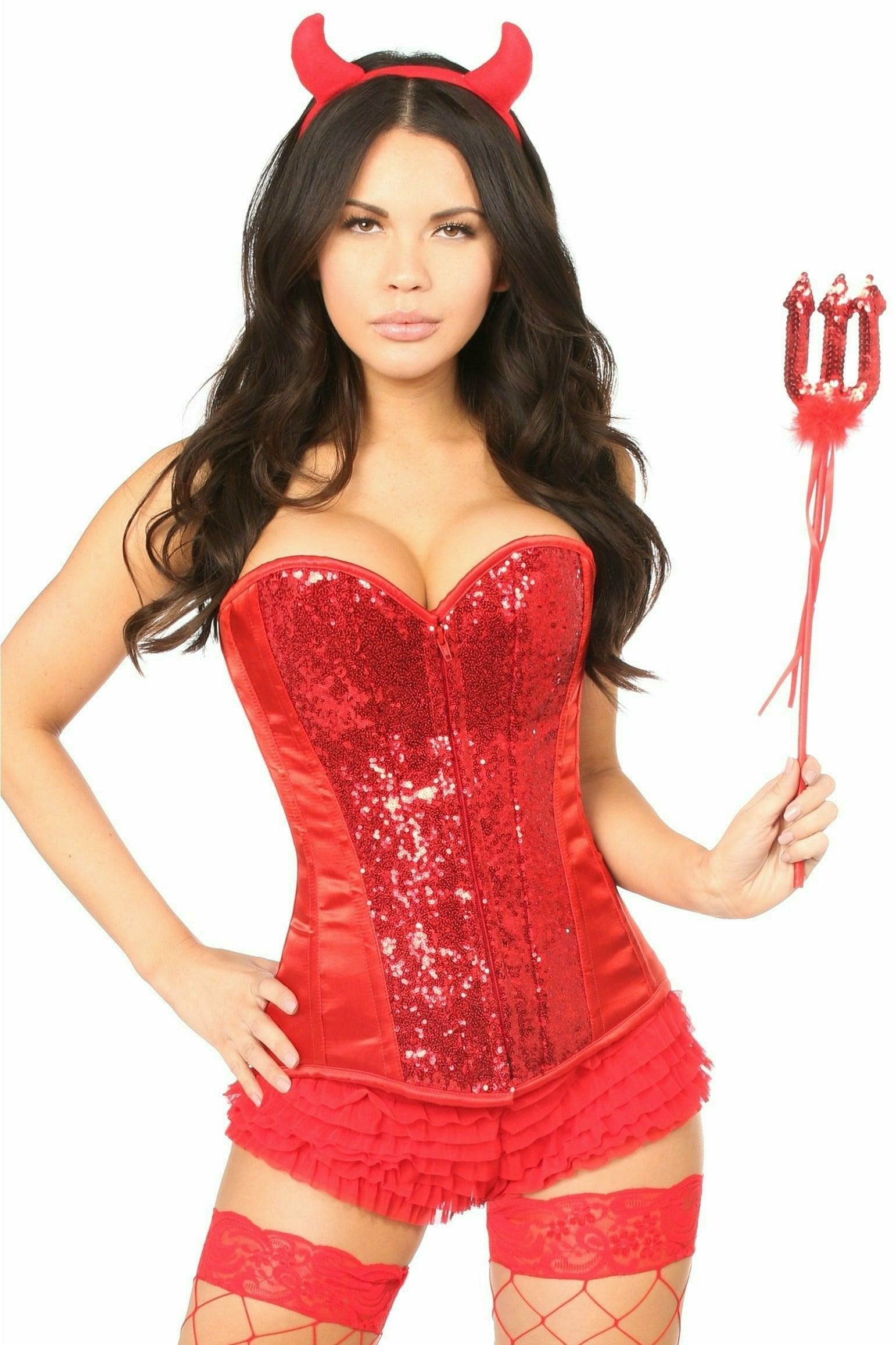 Daisy Corsets Top Drawer 4 PC Sexy Devil Corset Costume - Flyclothing LLC