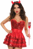 Daisy Corsets Top Drawer 4 PC Sequin Devil Corset Costume - Flyclothing LLC