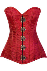 Daisy Corsets Top Drawer Wine Brocade Steel Boned Corset w/Clasp Closure - Daisy Corsets