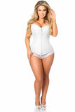 Daisy Corsets Top Drawer White Brocade Steel Boned Corset - Flyclothing LLC