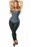 Daisy Corsets Top Drawer Denim Blue Steel Boned Overbust Corset w/Zipper - Flyclothing LLC