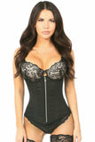 Daisy Corsets Top Drawer Black Cotton Steel Boned Underbust Corset w/Zipper