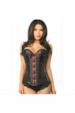 Daisy Corsets Top Drawer Brown Brocade & Faux Leather Steel Boned Corset - Flyclothing LLC