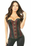 Daisy Corsets Top Drawer Brown Brocade & Faux Leather Steel Boned Corset