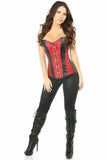 Daisy Corsets Top Drawer Wine Brocade & Faux Leather Steel Boned Corset - Flyclothing LLC