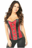 Daisy Corsets Top Drawer Wine Brocade & Faux Leather Steel Boned Corset