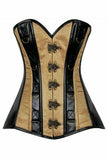 Daisy Corsets Top Drawer Gold Brocade & Faux Leather Steel Boned Corset - Flyclothing LLC