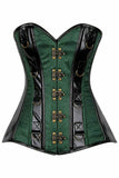 Daisy Corsets Top Drawer Dark Green Brocade & Faux Leather Steel Boned Corset