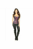 Daisy Corsets Top Drawer Plum Brocade & Faux Leather Steel Boned Corset - Flyclothing LLC