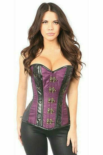 Judde Steel Bone Purple Faux Leather Corset