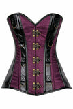 Daisy Corsets Top Drawer Plum Brocade & Faux Leather Steel Boned Corset