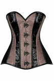 Daisy Corsets Top Drawer Gunmetal Brocade & Faux Leather Steel Boned Corset - Flyclothing LLC