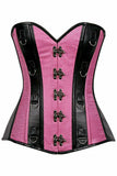 Daisy Corsets Top Drawer Pink Brocade & Faux Leather Steel Boned Corset