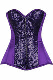 Daisy Corsets Top Drawer Purple Sequin Steel Boned Corset