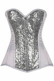 Daisy Corsets Top Drawer White/Silver Sequin Steel Boned Corset