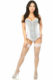 Daisy Corsets Top Drawer White/Silver Sequin Steel Boned Corset - Flyclothing LLC