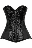 Daisy Corsets Top Drawer Black Sequin Steel Boned Corset