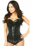 Daisy Corsets Top Drawer Black Sequin Steel Boned Corset - Flyclothing LLC