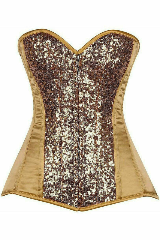 Daisy Corsets Top Drawer Gold Sequin Steel Boned Corset