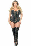 Daisy Corsets Top Drawer Faux Leather & Fishnet Steel Boned Corset - Flyclothing LLC