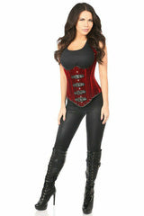 Daisy Corsets Top Drawer Steel Boned Red Velvet Underbust Corset w/Buckling - Flyclothing LLC