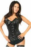 Daisy Corsets Top Drawer Black Sequin Pointed Top Steel Boned Corset