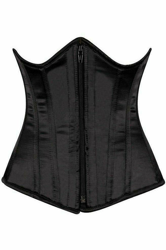 Daisy Corsets Top Drawer Black Satin Underbust Steel Boned Corset