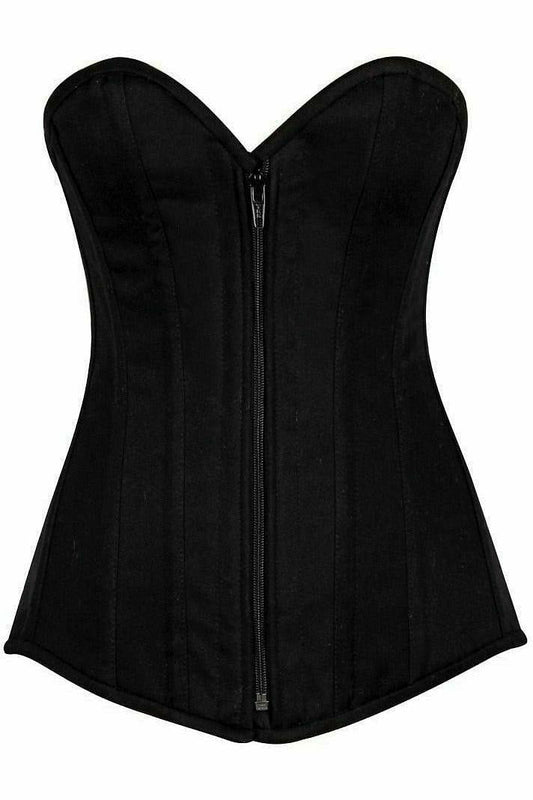 Daisy Corsets Top Drawer Black Cotton Overbust Steel Boned Corset