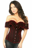 Daisy Corsets Top Drawer Dark Red Velvet Off-The-Shoulder Steel Boned Corset