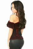 Daisy Corsets Top Drawer Dark Red Velvet Off-The-Shoulder Steel Boned Corset - Flyclothing LLC