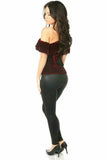 Daisy Corsets Top Drawer Dark Red Velvet Off-The-Shoulder Steel Boned Corset - Flyclothing LLC