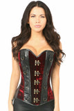 Daisy Corsets Top Drawer Red Velvet & Faux Leather Steel Boned Corset - Flyclothing LLC