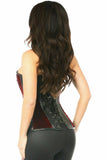 Daisy Corsets Top Drawer Red Velvet & Faux Leather Steel Boned Corset - Flyclothing LLC