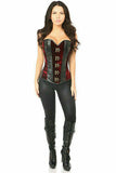 Daisy Corsets Top Drawer Red Velvet & Faux Leather Steel Boned Corset - Flyclothing LLC