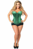 Daisy Corsets Top Drawer Dark Green Satin Steel Boned Corset - Flyclothing LLC