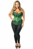 Daisy Corsets Top Drawer Emerald Brocade Steel Boned Corset w/Black Eyelash Lace - Flyclothing LLC