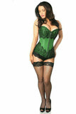 Daisy Corsets Top Drawer Emerald Brocade Steel Boned Corset w/Black Eyelash Lace - Flyclothing LLC